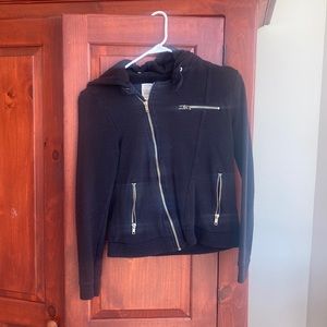 Sound & Matter Moto zipper sweatshirt, black.  Size medium